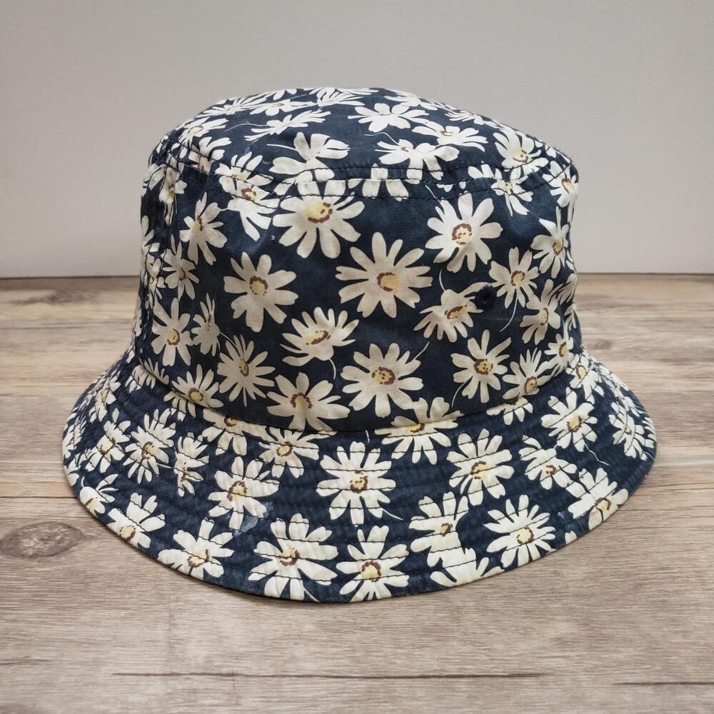 Peter Grimm Bucket Hat Cap Blue Daisy Floral Cotton OS Womens Summer Travel
